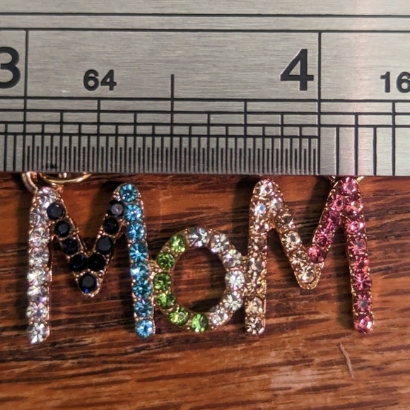MOM gold tone with color crystals gems - Picture 3 of 3